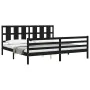 Bed frame with black solid wood headboard 200x200 cm by vidaXL, Beds and slatted bases - Ref: Foro24-3194140, Price: 179,56 €...