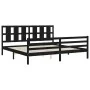 Bettgestell mit schwarzem Massivholzkopfteil 200x200 cm von vidaXL, Betten und Lattenroste - Ref: Foro24-3194140, Preis: 181,...