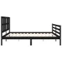 Bed frame with black solid wood headboard 200x200 cm by vidaXL, Beds and slatted bases - Ref: Foro24-3194140, Price: 179,56 €...