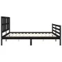 Bettgestell mit schwarzem Massivholzkopfteil 200x200 cm von vidaXL, Betten und Lattenroste - Ref: Foro24-3194140, Preis: 181,...