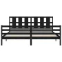 Bed frame with black solid wood headboard 200x200 cm by vidaXL, Beds and slatted bases - Ref: Foro24-3194140, Price: 179,56 €...