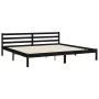 Bed frame with black solid wood headboard 200x200 cm by vidaXL, Beds and slatted bases - Ref: Foro24-3194140, Price: 179,56 €...