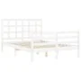 White solid wood bed frame with headboard 140x190 cm by vidaXL, Beds and slatted bases - Ref: Foro24-3193967, Price: 129,40 €...