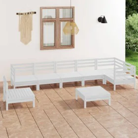 Gartenmöbel-Set 8-teilig aus massivem Kiefernholz, weiß von vidaXL, Gartensets - Ref: Foro24-3082743, Preis: 392,55 €, Rabatt: %