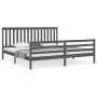 Gray solid wood bed frame with headboard 200x200 cm by vidaXL, Beds and slatted bases - Ref: Foro24-3194268, Price: 177,83 €,...