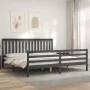 Gray solid wood bed frame with headboard 200x200 cm by vidaXL, Beds and slatted bases - Ref: Foro24-3194268, Price: 177,83 €,...
