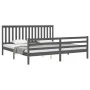 Gray solid wood bed frame with headboard 200x200 cm by vidaXL, Beds and slatted bases - Ref: Foro24-3194268, Price: 177,83 €,...