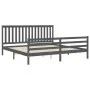 Gray solid wood bed frame with headboard 200x200 cm by vidaXL, Beds and slatted bases - Ref: Foro24-3194268, Price: 177,83 €,...
