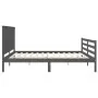 Gray solid wood bed frame with headboard 200x200 cm by vidaXL, Beds and slatted bases - Ref: Foro24-3194268, Price: 177,83 €,...
