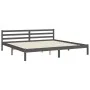 Gray solid wood bed frame with headboard 200x200 cm by vidaXL, Beds and slatted bases - Ref: Foro24-3194268, Price: 177,83 €,...