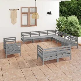 11-piece solid pine wood garden furniture set in gray. by vidaXL, Garden sets - Ref: Foro24-3083216, Price: 655,08 €, Discoun...