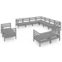 Gartenmöbel-Set 11-teilig aus massivem Kiefernholz, grau von vidaXL, Gartensets - Ref: Foro24-3083216, Preis: 655,00 €, Rabat...