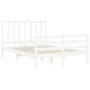 White solid wood bed frame with headboard 140x190 cm by vidaXL, Beds and slatted bases - Ref: Foro24-3193837, Price: 126,38 €...