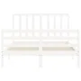 White solid wood bed frame with headboard 140x190 cm by vidaXL, Beds and slatted bases - Ref: Foro24-3193837, Price: 126,38 €...