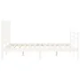 White solid wood bed frame with headboard 140x190 cm by vidaXL, Beds and slatted bases - Ref: Foro24-3193837, Price: 126,38 €...
