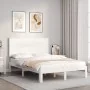 White solid wood bed frame with headboard 120x200 cm by vidaXL, Beds and slatted bases - Ref: Foro24-3193657, Price: 150,08 €...