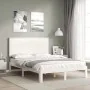 White solid wood bed frame with headboard 120x200 cm by vidaXL, Beds and slatted bases - Ref: Foro24-3193657, Price: 150,08 €...