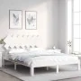Double bed frame with white solid wood headboard by vidaXL, Beds and slatted bases - Ref: Foro24-3193732, Price: 149,21 €, Di...