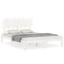 Double bed frame with white solid wood headboard by vidaXL, Beds and slatted bases - Ref: Foro24-3193732, Price: 149,21 €, Di...