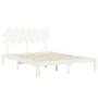Double bed frame with white solid wood headboard by vidaXL, Beds and slatted bases - Ref: Foro24-3193732, Price: 149,21 €, Di...