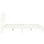 Double bed frame with white solid wood headboard by vidaXL, Beds and slatted bases - Ref: Foro24-3193732, Price: 149,21 €, Di...