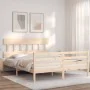 Bed frame with solid wood headboard 160x200 cm by vidaXL, Beds and slatted bases - Ref: Foro24-3195166, Price: 133,32 €, Disc...
