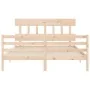 Bed frame with solid wood headboard 160x200 cm by vidaXL, Beds and slatted bases - Ref: Foro24-3195166, Price: 133,32 €, Disc...