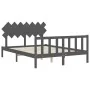 Estructura de cama matrimonio con cabecero madera maciza gris de vidaXL, Camas y somieres - Ref: Foro24-3193473, Precio: 151,...