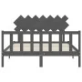 Double bed frame with gray solid wood headboard by vidaXL, Beds and slatted bases - Ref: Foro24-3193473, Price: 160,08 €, Dis...