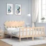 Bed frame with solid wood headboard 140x190 cm by vidaXL, Beds and slatted bases - Ref: Foro24-3193446, Price: 125,78 €, Disc...