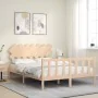 Bed frame with solid wood headboard 140x190 cm by vidaXL, Beds and slatted bases - Ref: Foro24-3193446, Price: 125,78 €, Disc...