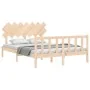 Bed frame with solid wood headboard 140x190 cm by vidaXL, Beds and slatted bases - Ref: Foro24-3193446, Price: 125,78 €, Disc...