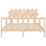 Bed frame with solid wood headboard 140x190 cm by vidaXL, Beds and slatted bases - Ref: Foro24-3193446, Price: 125,78 €, Disc...