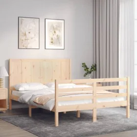 Bed frame with solid wood headboard 120x200 cm by vidaXL, Beds and slatted bases - Ref: Foro24-3194501, Price: 120,84 €, Disc...