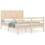 Bed frame with solid wood headboard 120x200 cm by vidaXL, Beds and slatted bases - Ref: Foro24-3194501, Price: 120,84 €, Disc...