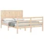 Bed frame with solid wood headboard 120x200 cm by vidaXL, Beds and slatted bases - Ref: Foro24-3194501, Price: 120,84 €, Disc...