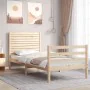 Bed frame with solid wood headboard 90x200 cm by vidaXL, Beds and slatted bases - Ref: Foro24-3195011, Price: 108,43 €, Disco...