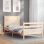 Bed frame with solid wood headboard 100x200 cm by vidaXL, Beds and slatted bases - Ref: Foro24-3194626, Price: 122,14 €, Disc...