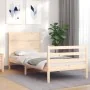 Bed frame with solid wood headboard 100x200 cm by vidaXL, Beds and slatted bases - Ref: Foro24-3194626, Price: 122,14 €, Disc...