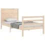 Bed frame with solid wood headboard 100x200 cm by vidaXL, Beds and slatted bases - Ref: Foro24-3194626, Price: 122,14 €, Disc...