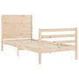 Bed frame with solid wood headboard 100x200 cm by vidaXL, Beds and slatted bases - Ref: Foro24-3194626, Price: 122,14 €, Disc...