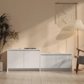 Glossy white plywood TV cabinet 146.5x35x50 cm by vidaXL, TV Furniture - Ref: Foro24-809815, Price: 57,64 €, Discount: %
