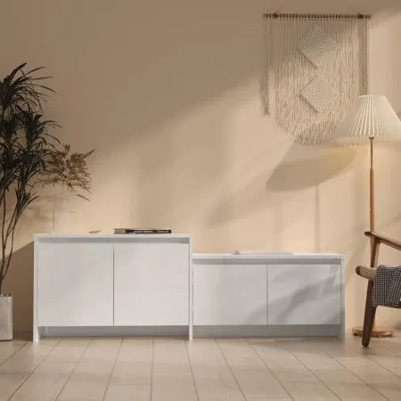 Hochglanzweißer TV-Schrank aus Sperrholz, 146,5 x 35 x 50 cm von vidaXL, TV-Möbel - Ref: Foro24-809815, Preis: 57,57 €, Rabat...