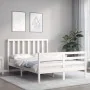 White solid wood bed frame with headboard 140x190 cm by vidaXL, Beds and slatted bases - Ref: Foro24-3193772, Price: 129,99 €...