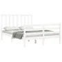 White solid wood bed frame with headboard 140x190 cm by vidaXL, Beds and slatted bases - Ref: Foro24-3193772, Price: 129,99 €...