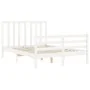White solid wood bed frame with headboard 140x190 cm by vidaXL, Beds and slatted bases - Ref: Foro24-3193772, Price: 129,99 €...