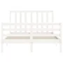 White solid wood bed frame with headboard 140x190 cm by vidaXL, Beds and slatted bases - Ref: Foro24-3193772, Price: 129,99 €...