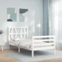 White solid wood bed frame with headboard 90x200 cm by vidaXL, Beds and slatted bases - Ref: Foro24-3194362, Price: 96,13 €, ...
