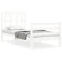 Weißer Massivholzbettrahmen mit Kopfteil 90x200 cm von vidaXL, Betten und Lattenroste - Ref: Foro24-3194362, Preis: 97,37 €, ...