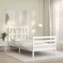 White solid wood bed frame with headboard 90x200 cm by vidaXL, Beds and slatted bases - Ref: Foro24-3194362, Price: 96,13 €, ...